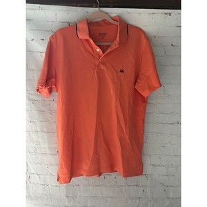 Brooks Brother Stretch Performance Series Tipped Collar Melon Polo Tshirt M